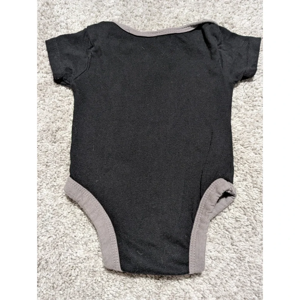 Baby Batman Logo Black Gray Ringer‎ Onesie 3 6 Months Cotton DC Comics